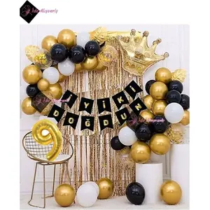 9 Yaş Kral Taçlı Balon Zinciri Doğum Günü Seti Iyi Ki Doğdun Doğum Günü