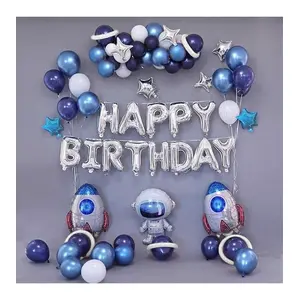 Uzay Astranot Temalı Happy Birthday Folyo Set Doğum Günü Süsü