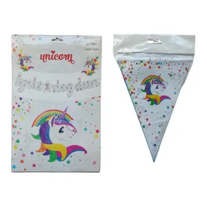 Unicorn Iyi Ki Doğdun Kaligrafi Banner ve Iyi Ki Doğdun Üçgen Flama