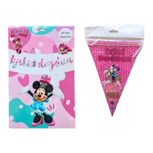 Minnie Mouse Iyi Ki Doğdun Kaligrafi Banner ve Iyi Ki Doğdun Üçgen Flama Seti