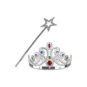 Gümüş Renk Metalize Prenses Tacı Ve Metalize Prenses Yıldız Asası