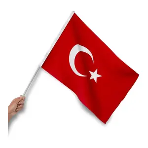 Bilsan Bayrak Sopalı Türk Bayrağı 50X75 cm (20 Adet) 1.kalite Alpaka Kumaş