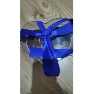 Şeffaf Kalp   Hediye Kutusu Renkli Karton Taban & Mika Kristal Kapak