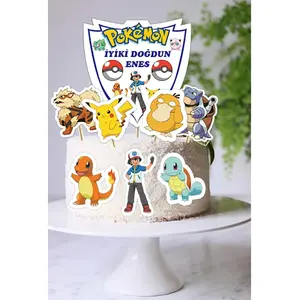 Pokemon Konsept Doğum Günü Pasta Süsü