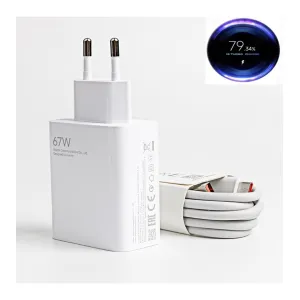 Xiaomi ve Tüm Telefonlarla Uyumlu 67W Turbo Şarj Aleti Şarj Cihazı Kablo Adaptör Set Hızlı Şarj Aleti Type C Şarj Aleti