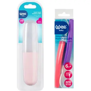 Wee Baby Çatal Kaşık Saklama Kabı + Silikon Mama Kaşığı 2 'li Set
