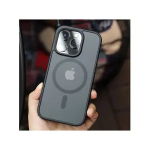 Apple iphone 14 Pro Max Kılıf Mat Magsafe Wireless Şarj Destekli Hassas Butonlu Soft Mat Kenarlı Buzlu Çerçeveli Darbe Korumalı Mor Kapak