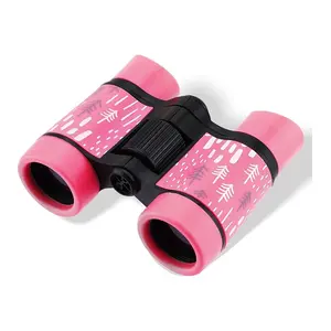 1 Adet Çocuklar İçin Dürbün Yüksek Çözünürlüklü Su Geçirmez Optik Dürbün 4x30 Cm Desenli Pembe  