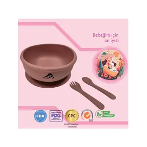 Momia Bebek "Momia Bebek Silikon Beslenme Mama Seti - Sağlıklı ve Renkli!" set 7 - mama kasesi , bebek kaşık çatal