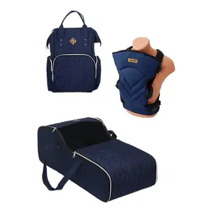  Lüx Keten 3'lü Bebek Taşıma Çantası Seti Ana Kucağı Portbebe Bakım Çantası ve Kanguru