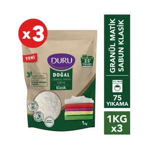 Doğal Granül Matik Sabun Klasik 1 kg x 3 Adet 75 Yıkama