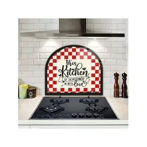 Cam Ocak Arkası Koruyucu | Oval Şekilli | Kitchen Love | 52cm X 60cm