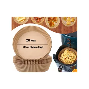 Airfryer Pişirme Kağıdı XXL 50 Adet Air Fryer Kağıt Philips Xiaomi Tefal ve Tüm Modeller ile Uyumlu Büyük Boy Xl-Xxl Taban Çap 20 cm