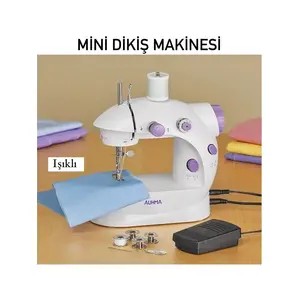 Smayling Mini Ev Dikiş Makinesi Pedallı Sewıng Machine Portatif A+ Çok Fonksiyonlu