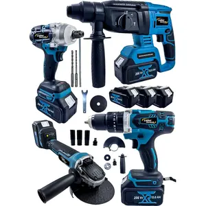 Brushless 4 Lü Set 256 Vf 12 Ah 3 x Akü Kırıcı Delici+Bijon Somun Sıkma Sökme+Taşlama+Darbeli Matkap