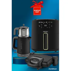 Goldmaster Darkblack 10 Parça Airfryer Sıcak Hava Fritöz Avantajlı Elektronik Elektrikli Ev Aletleri Seti
