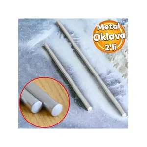 2'li Masterchef Alüminyum Paslanmaz (74-49 CM) Metal Oklava Seti Hamur Açma Aparatı Sofra Mutfak
