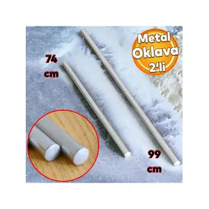 2'li Masterchef Alüminyum Paslanmaz (99-74 CM) Metal Oklava Seti Hamur Açma Aparatı Sofra Mutfak