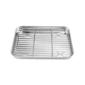 9 Inç Ekmek Kızartma Makinesi Fırın Tepsisi ve Raf Seti, Soğutma Raflı Küçük Paslanmaz Çelik Fırın Tepsisi, Bulaşık Makinesinde Yıkanabilir Fırın Tepsisi   