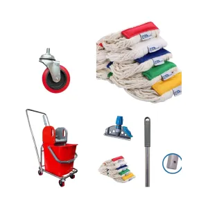 Tek Kovalı Krom Temizlik Arabası ve Paspas Arabası Temizlik Seti Plastik + Islak Mop Seti.