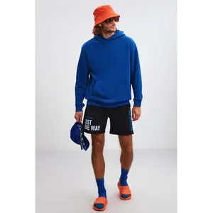 Draco Erkek Yumuşacık Kumaşlı Oversize Kapüşonlu Mavi Sweatshirt