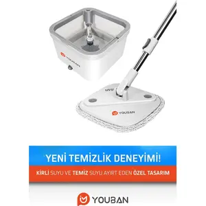 Mop Pro Temiz Su ile Kirli Suyu Ayıran Otomatik Temizlik Seti 4 Adet Bezli