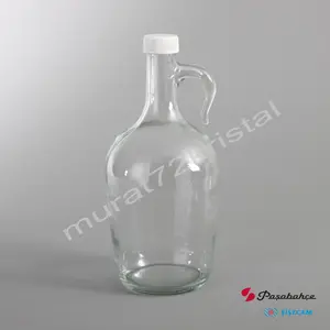 1500Cc 14 Adet Kapaklı Kulplu Cam Şişe/Galon
