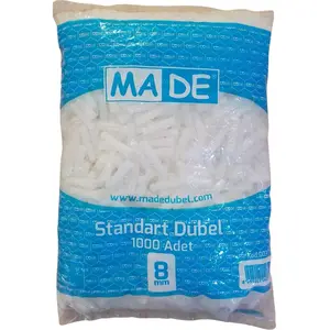 Trakyapı Market Made 8mm Plastik Dübel Beyaz 1000 Adet