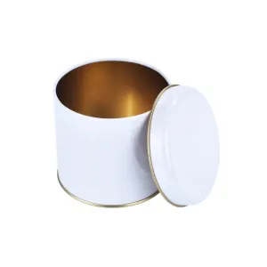 160 Adet Beyaz Yuvarlak Metal Kutu | 99 mm x 90 mm