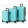 Skyline Turkuaz Abs Tekerlekli Kabin Orta ve Büyük Boy 3'lü Valiz Seti