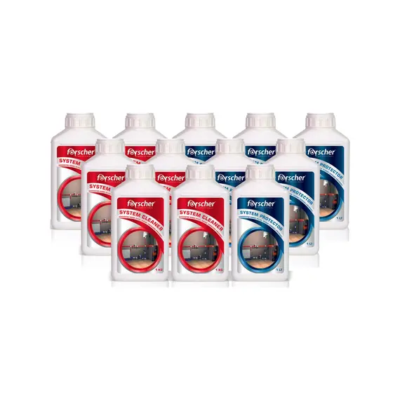 Forscher 1 kg 6'lı Kombi Petek Tesisat Sistem Kalorifer Temizleme Kimyasalı + 1 lt 6'lı Kombi Petek Tesisat Koruma Kimyasalı