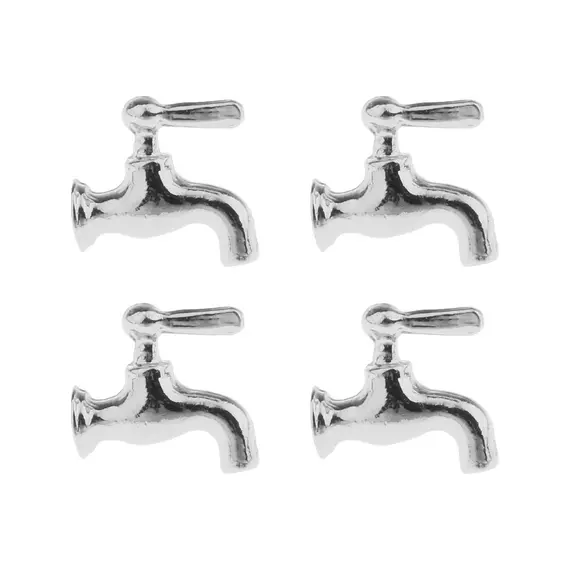 Perfeclan 4 Adet 1 / Minyatür Dollhouse Banyo Bataryası Banyo Malzemeleri Dekor Gümüş 