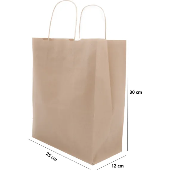 Kraft Kağit Poşet ( Çanta) 25*30*12 - (25'li̇ Paket)