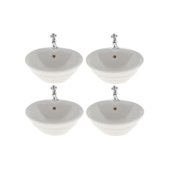 Honeyge 4pcs 1:12 Bebek Evi Banyo Malzemeleri Aksesuar Için Havza Lavabosu 