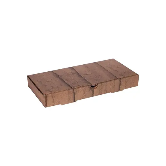 Ahşap Baskılı Küçük Pide Kutusu 23x14x4 Cm - 100 Adet