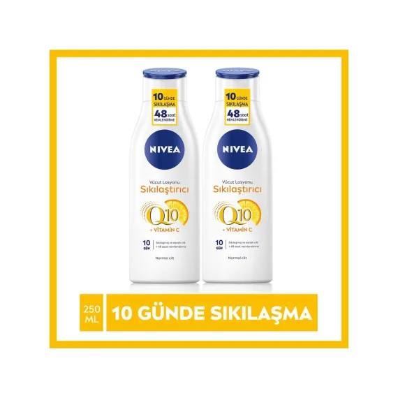  NIVEA Sıkılaştırıcı Vücut Losyonu 250 ml X2 Adet Q10,vitamin C,48 Saat Nemlendirme,10 Günde Sıkılaş