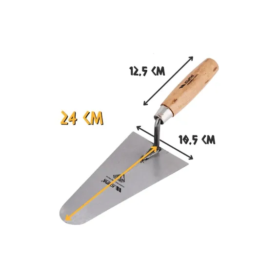 Kupa Hırdavat Kupa Ahşap Saplı Üçgen Sıvacı Malası - Oval Uç - 24 Cm.