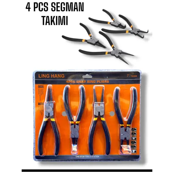 Ling Hang Pense Seti Yapış Halka Pense Açılı / Düz El Pense Araçları Kiti İç ve Dış 4 Adet Yeni 6 Inç 150 mm