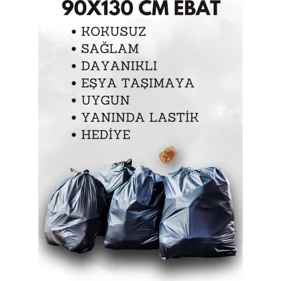 90x130 Siyah Büyük Boy Ultra Kalın Ev Nakliye Eşya Taşıma Poşeti Taşınma Çuvalı Kokusuz 10 Adet