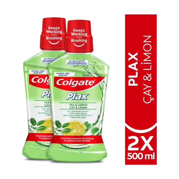 Colgate Plax Çay ve Limon Plağa Karşı Ağız Bakım Suyu 500 ml x 2 Adet