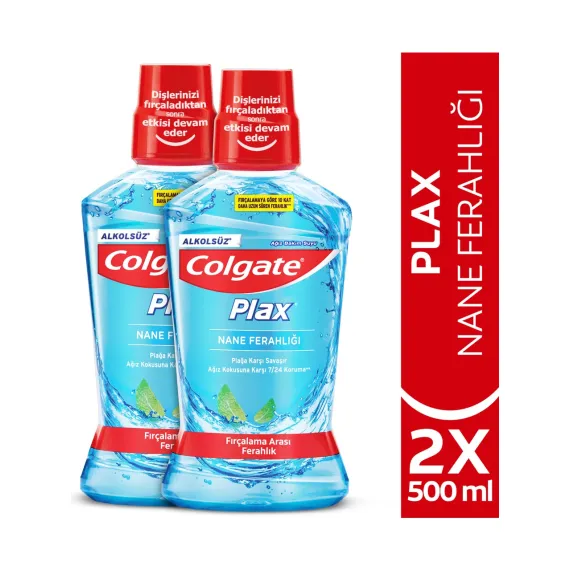 Colgate Plax Nane Ferahlığı Plağa Karşı Ağız Bakım Suyu 500 ml x 2 Adet