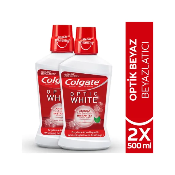 Colgate Optic White Beyazlatıcı Ağız Bakım Suyu 500 ml x 2 Adet