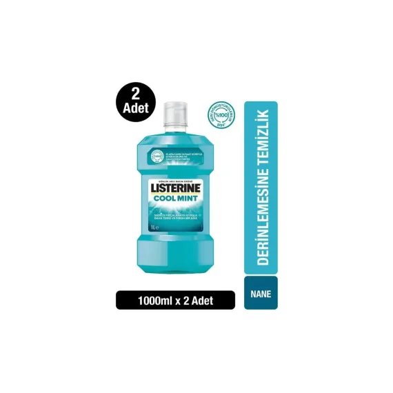 Listerine Cool Mint Ağız Bakım Suyu 1000 ml x 2