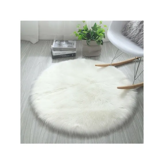 Saraz Halı Puffy Peluş Yumoş Beyaz