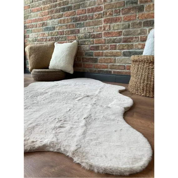 Saraz Halı Tavşan Tüyü Post Peluş Ultra Yumuşak Post Puffy Kum Beji