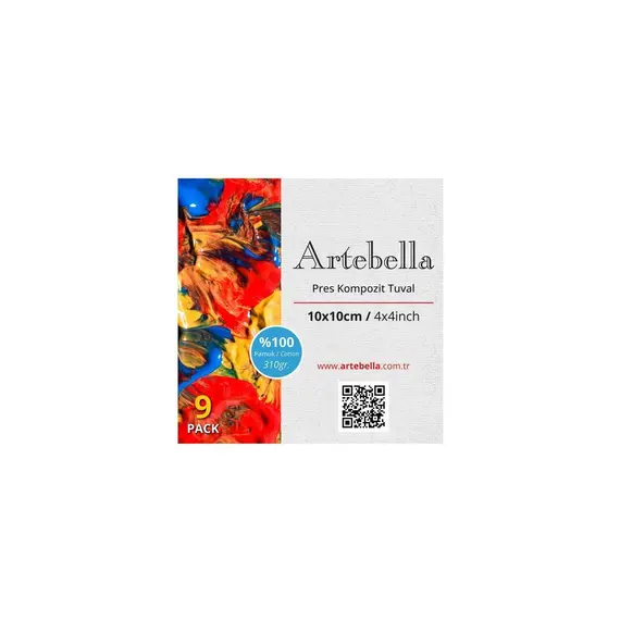 Artebella 10X10 cm Pres Kompozit Tuval 9'lu Set