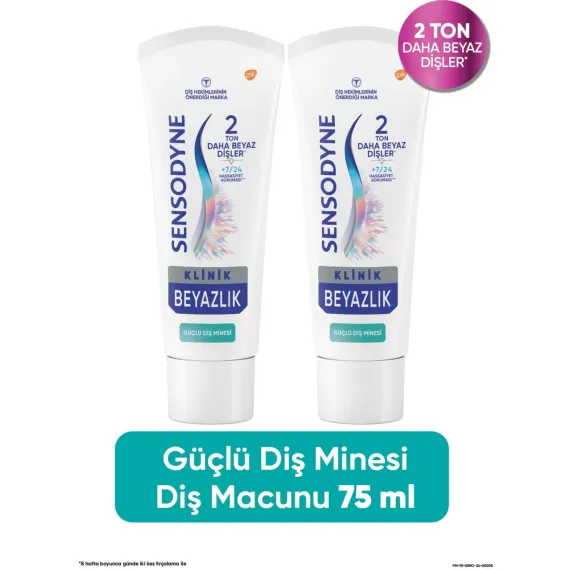 Sensodyne Klinik Beyazlık Güçlü Diş Minesi Diş Macunu 75 ml x 2 Adet