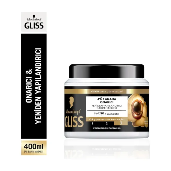Gliss Ultimate Repair 4'ü 1 Arada Onarıcı & Yeniden Yapılandırıcı Saç Bakım Maskesi