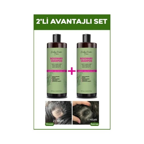 Daily Dream Care 2'li Biberiye Kompleks Şampuan Seti Saç Oluşumunu Destekleyen Güçlü Formül 2 x 400 ml