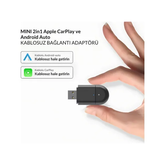 Embatech Araç Içi 2in1 Android ve Apple Cihazlar Için Kablosuz Android Auto ve Carplay Adaptörü